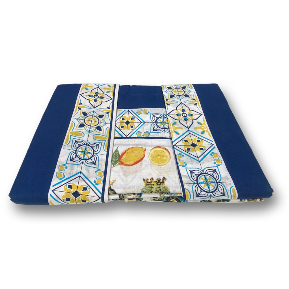 Juego de sábanas dobles de 2 cuadrados con estampado siciliano en puro algodón