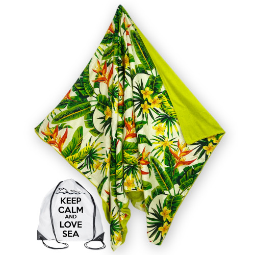 Toalla de playa doble KIKOY en algodón y rizo con mochila KEEP – Hawaii Pattern