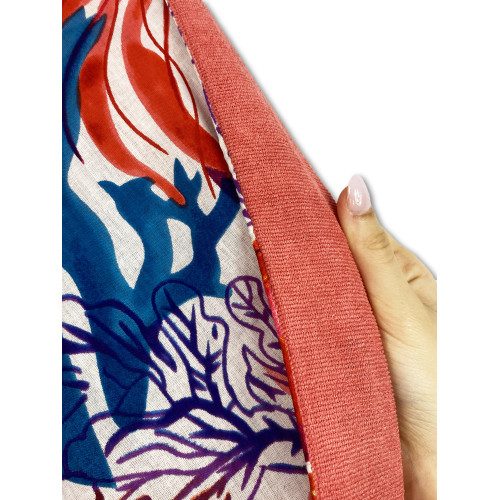 KIKOY double beach towel in cotton and terry cloth with backpack KEEP – Multicolored Coral Pattern