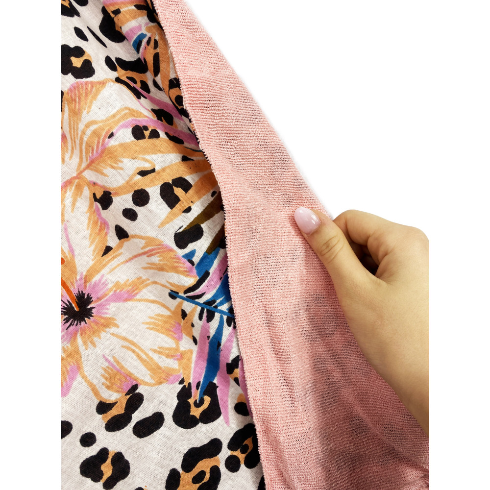 Serviette de plage double KIKOY en coton et éponge avec sac à dos KEEP – Salmon Spotted Pattern