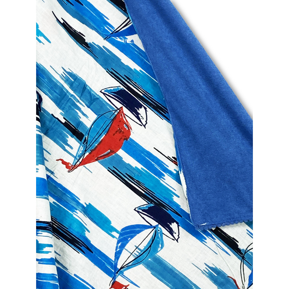 Serviette de plage double KIKOY en coton et éponge avec sac à dos KEEP – Motif Voile Bleu