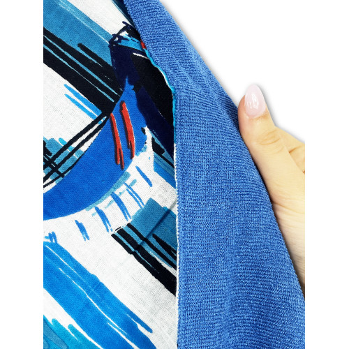 Toalla de playa doble KIKOY en tela de algodón y rizo con mochila KEEP – Patrón de Vela Azul