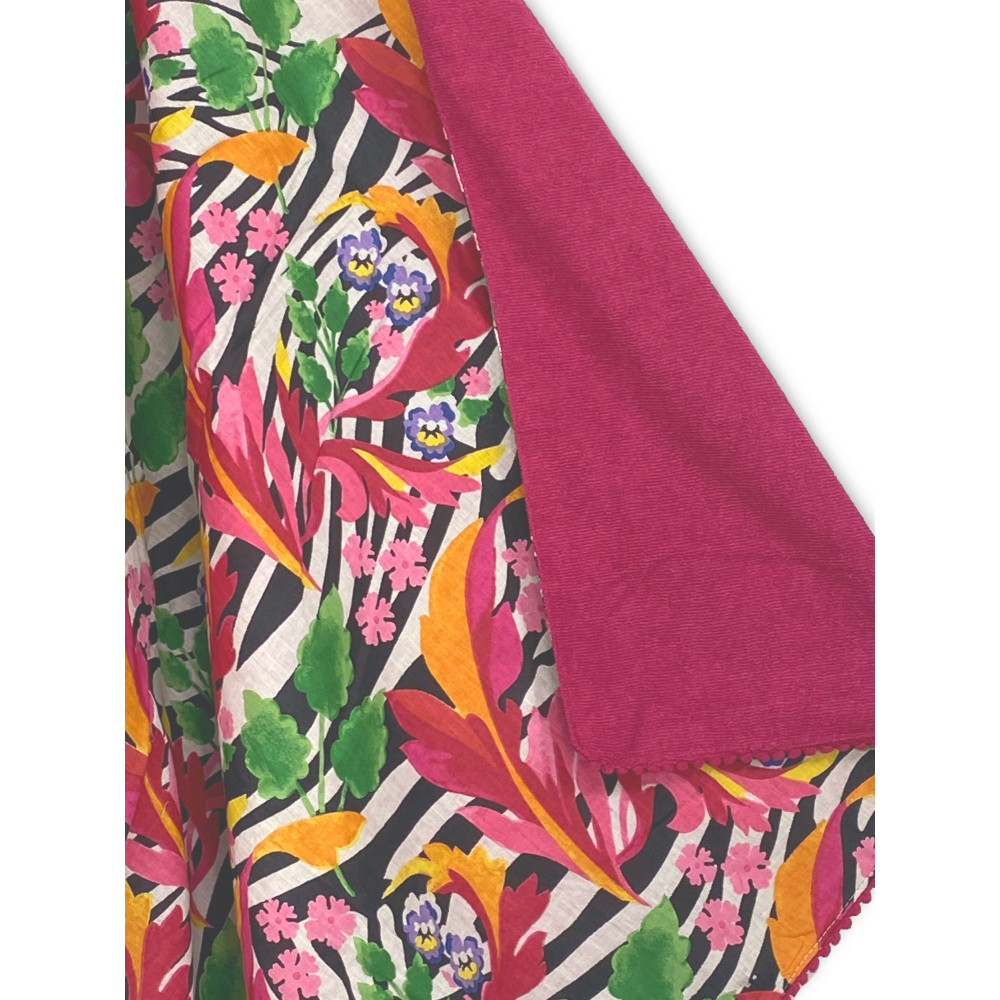 KIKOY double beach towel in cotton and terry cloth with backpack KEEP – Fuchsia zebra pattern