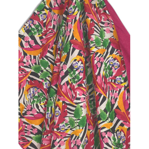 Serviette de plage double KIKOY en coton et éponge avec sac à dos KEEP – Motif zèbre fuchsia