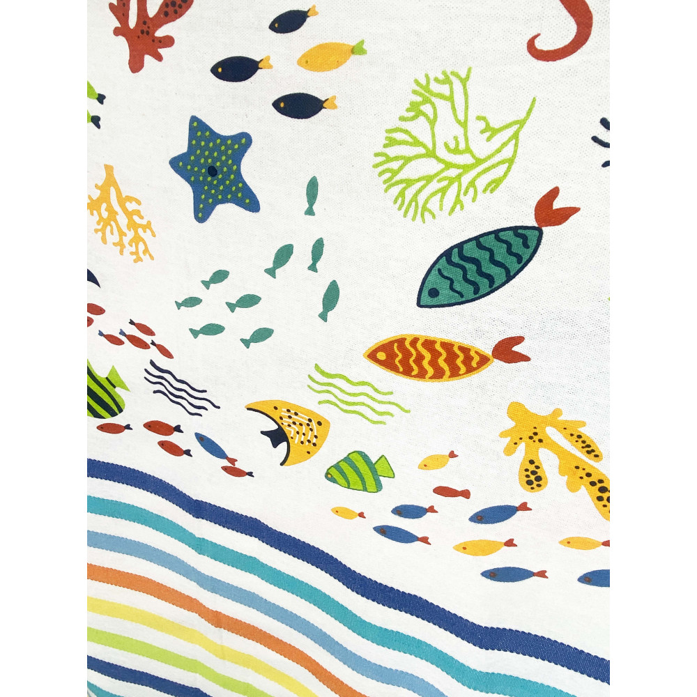 TOALLA DE PLAYA fouta PEZ DE COLORES talla GRANDE con mochila de playa KEEP CALM CM.100X200