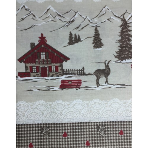 TELO ARREDO COPRITUTTO Gran FOULARD Copriletto COPRIDIVANO  TESSUTO Tirolese MONTAGNA ROSSO