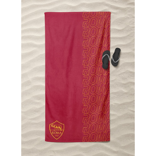 ROME SPORT BEACH TOWEL MEASURING CM.70X140 ORIGINAL A.S. ROMA WITH TEXFAMILY BACKPACK TOWEL HOLDER and postcard ROME IS