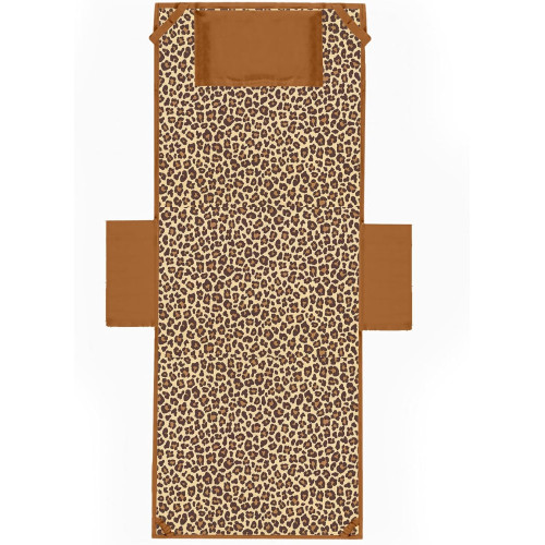 Telo lettino mare in microfibra con tasche e cuscino gonfiabile fantasia leopardato TEDDY MISURA cm. 80 X 190