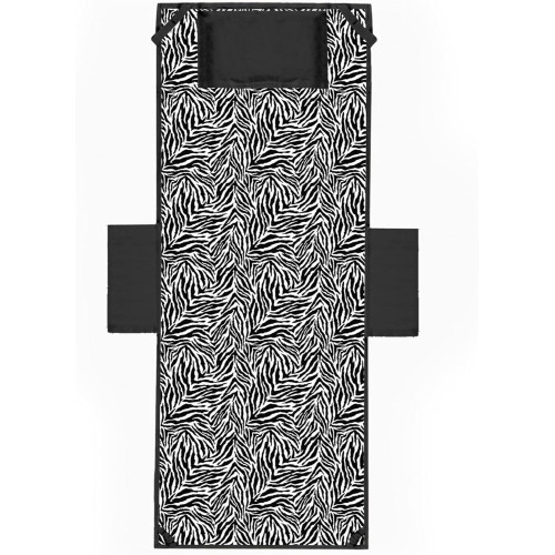 Serviette de lit de plage en microfibre avec poches et coussin gonflable motif zèbre TEDDY SIZE cm. 80 X 190