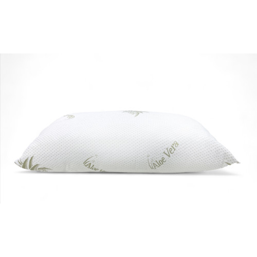 Coussin de lit en aloe vera avec taie d’oreiller hypoallergénique, antibactérien, anti-acariens, rembourrage en fibres et coton,