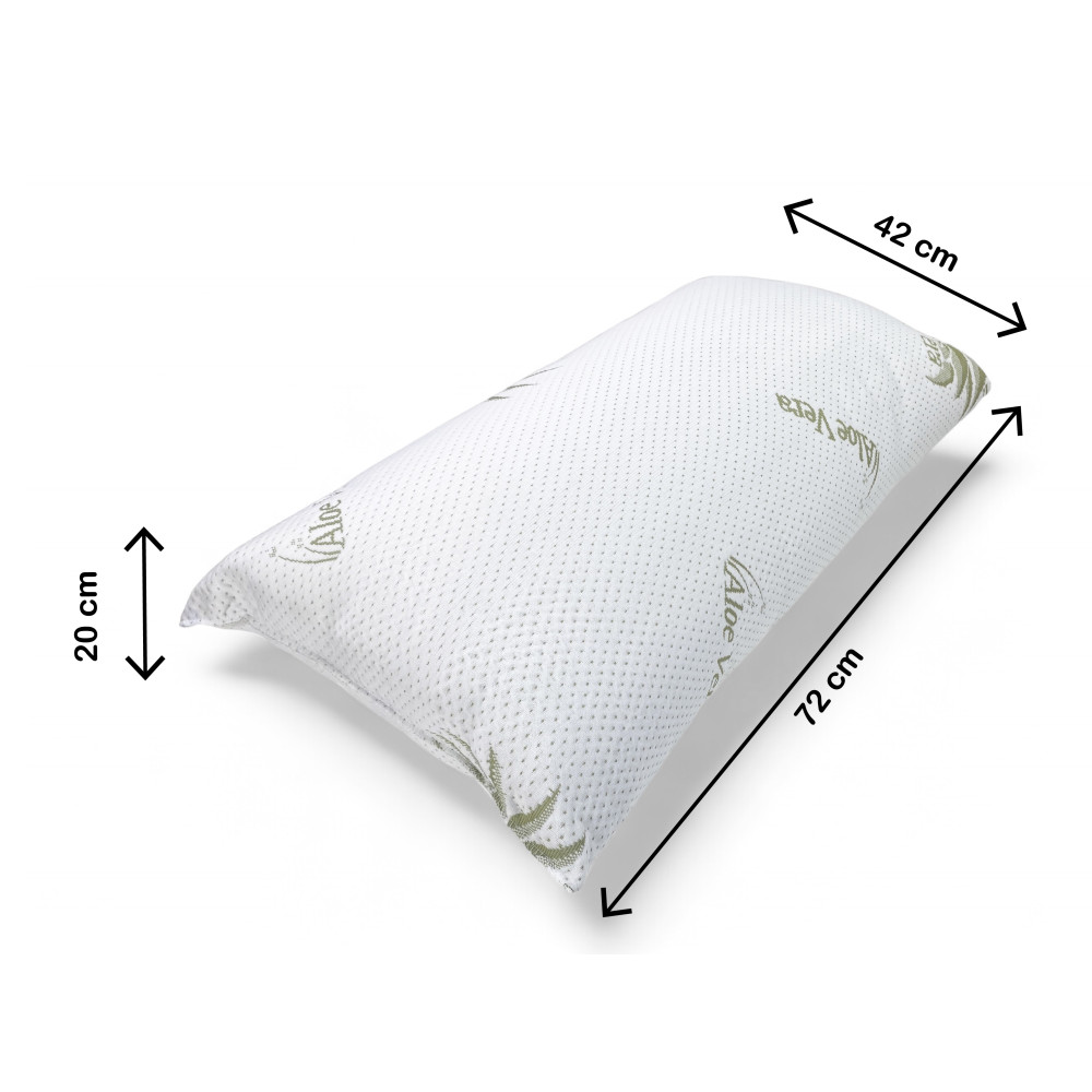 Aloe Vera Bed Cushion with Hypoallergenic Pillowcase, Antibacterial, Anti-mite, Fiber and Cotton Padding, 42x72cm, Thickness 20c