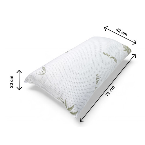 Aloe Vera Bed Cushion with Hypoallergenic Pillowcase, Antibacterial, Anti-mite, Fiber and Cotton Padding, 42x72cm, Thickness 20c