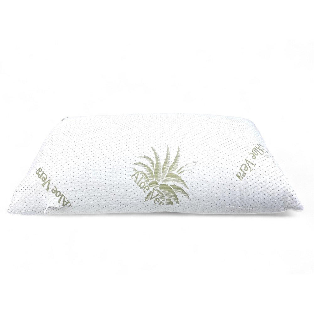Cuscino Letto Aloe Vera con Federa Anallergica, Antibatterico, Antiacaro, Imbottitura in Fibre e Cotone, 42x72cm, Spessore 20cm