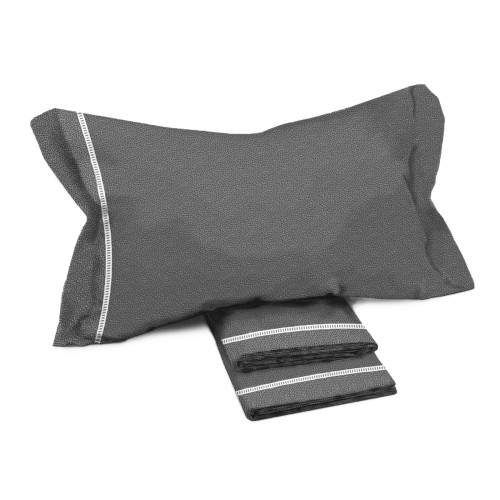 Doppelte Baumwollbettwäsche MAXI Tex Family - Modernes Design "Time" graue Farbe