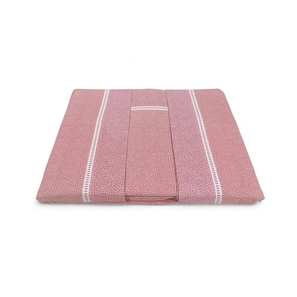 Sábanas dobles de algodón MAXI Tex Family - diseño moderno "Time" color rosa