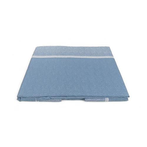 Sábanas dobles de algodón MAXI Tex Family - diseño moderno "Time" color azul claro