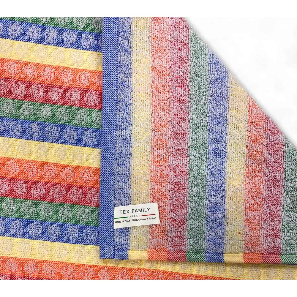 Set de 6 paños de cocina de algodón - Paños de cocina de esponja multicolor - Paños de cocina hechos a mano Made in Italy - 50x7