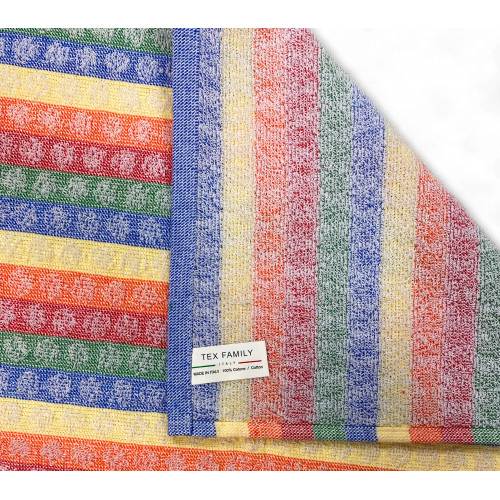 Set de 6 paños de cocina de algodón - Paños de cocina de esponja multicolor - Paños de cocina hechos a mano Made in Italy - 50x7