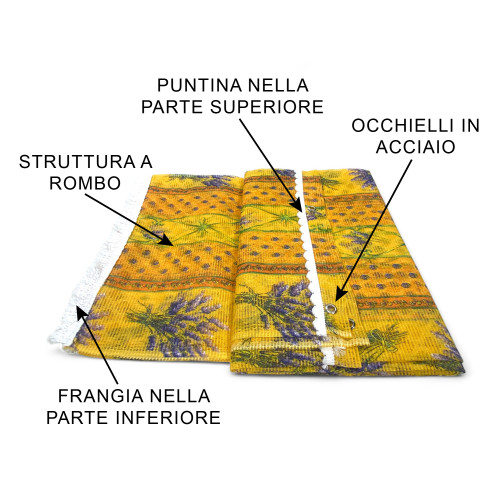 Zanzariera finestra a tenda da esterno Retone, tenda zanzariera porta finestra con anelli da giardino, colore Lavanda Provenzale