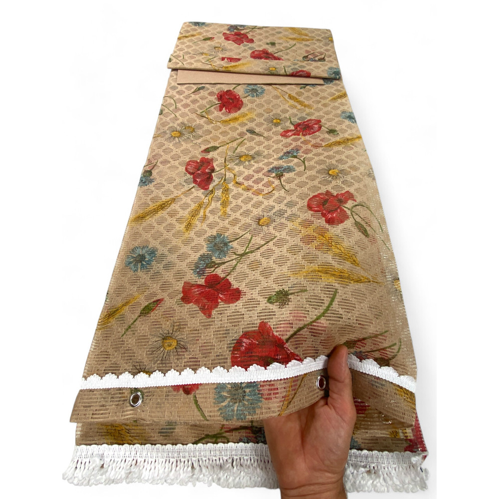 Zanzariera finestra a tenda da esterno Retone, tenda zanzariera porta finestra con anelli da giardino, colore Papaveri