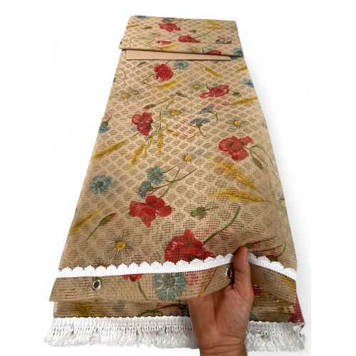 Zanzariera finestra a tenda da esterno Retone, tenda zanzariera porta finestra con anelli da giardino, colore Papaveri