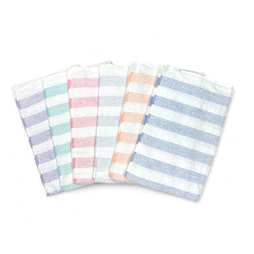 Juego de toallas de baño de algodón a rayas 60x100 y 40x60, 6 piezas, 350 gr/m², colores únicos, Made in Italy, absorbente y sua