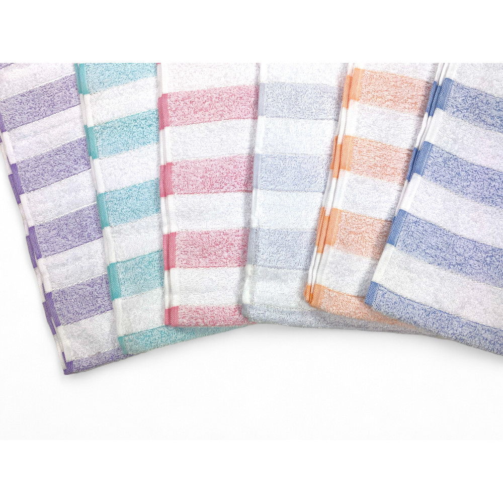 Set Asciugamani Bagno in Cotone Rigati 60x100 e 40x60, 6 Pezzi, 350 gr/mq, Colori unici, Made in Italy, Assorbenti e Morbidi