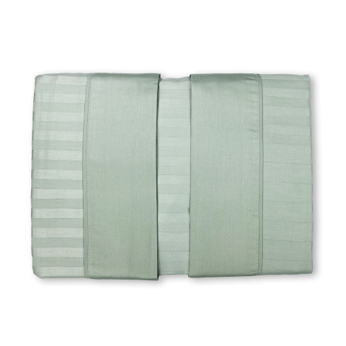 Completo Lenzuola Matrimoniali Cotone Verde Salvia Levante, Set Lenzuola Letto Matrimoniale, Raso Puro Cotone Rigato