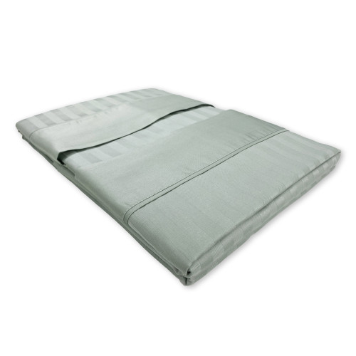 Levante grünes Baumwoll-Doppellaken-Set, Doppelbett-Bettlaken-Set, gestreifter Satin aus reiner Baumwolle