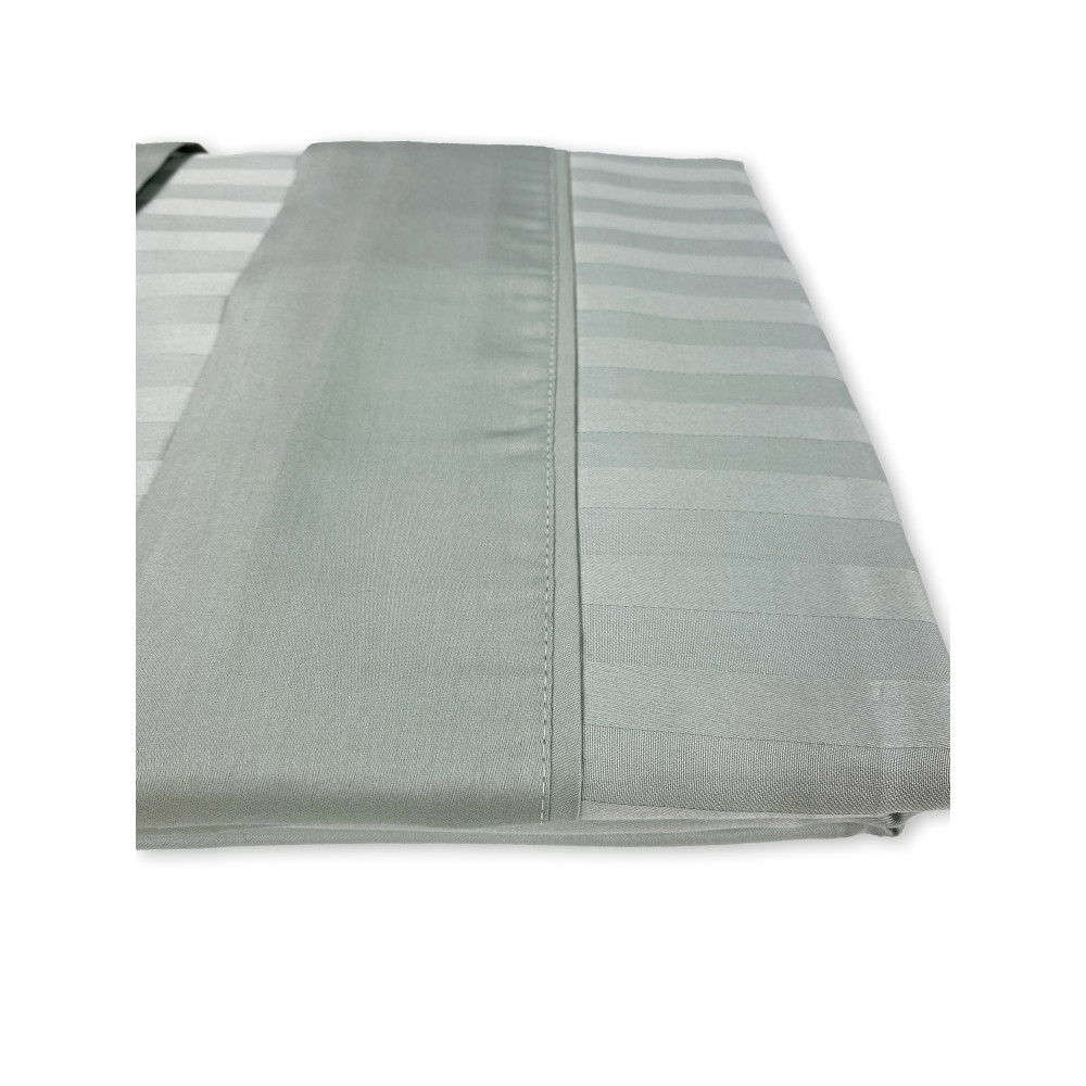 Levante grünes Baumwoll-Doppellaken-Set, Doppelbett-Bettlaken-Set, gestreifter Satin aus reiner Baumwolle