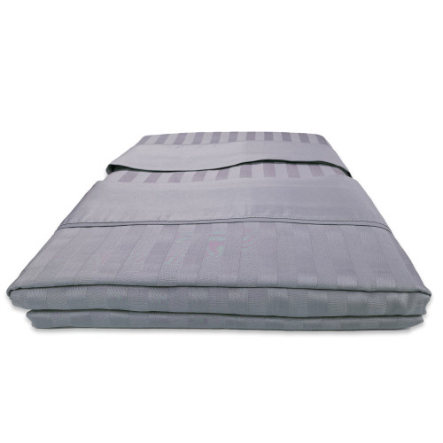 Completo Lenzuola Matrimoniali Cotone Grigio Piombo Levante, Set Lenzuola Letto Matrimoniale, Raso Puro Cotone Rigato