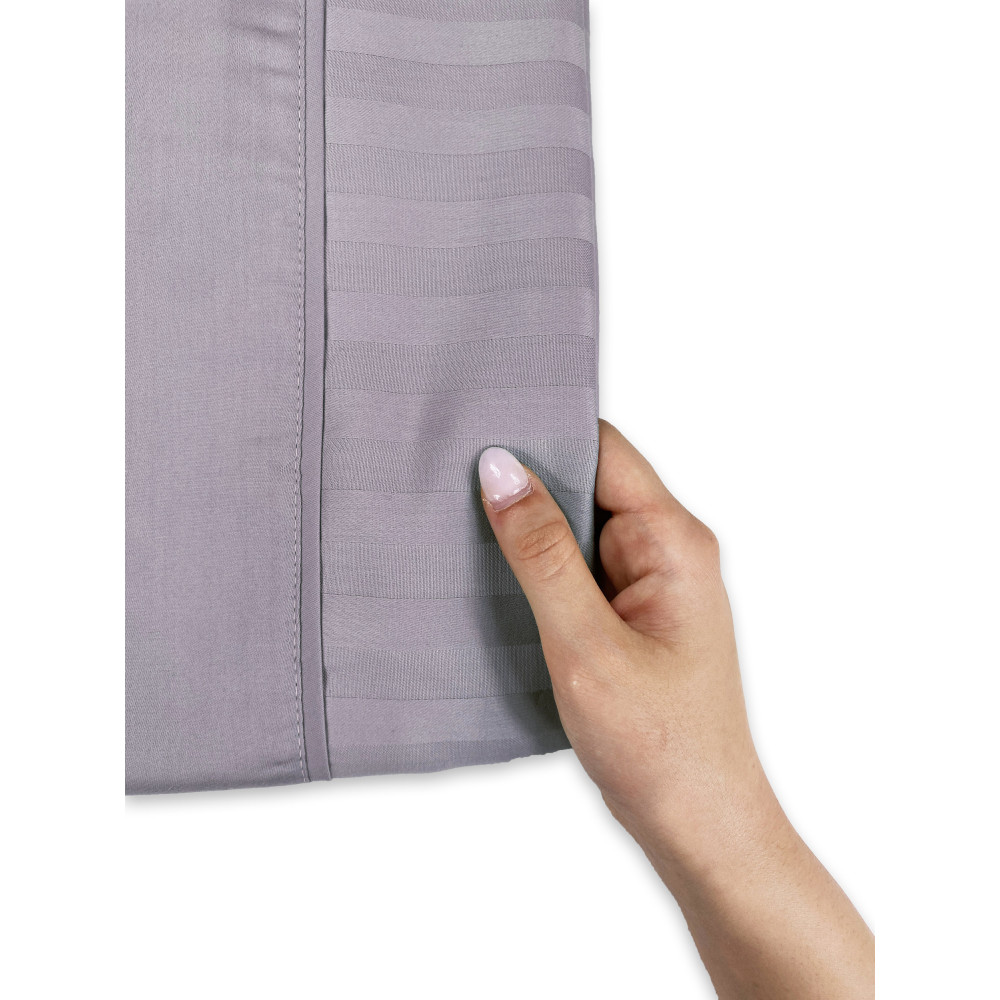 Juego de sábanas dobles de algodón plomo gris Levante, juego de sábanas dobles, raso de algodón puro a rayas