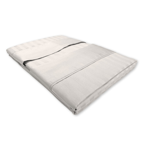 Ensemble de draps doubles en coton gris clair Levante, ensemble de draps de lit double, satin de pur coton rayé