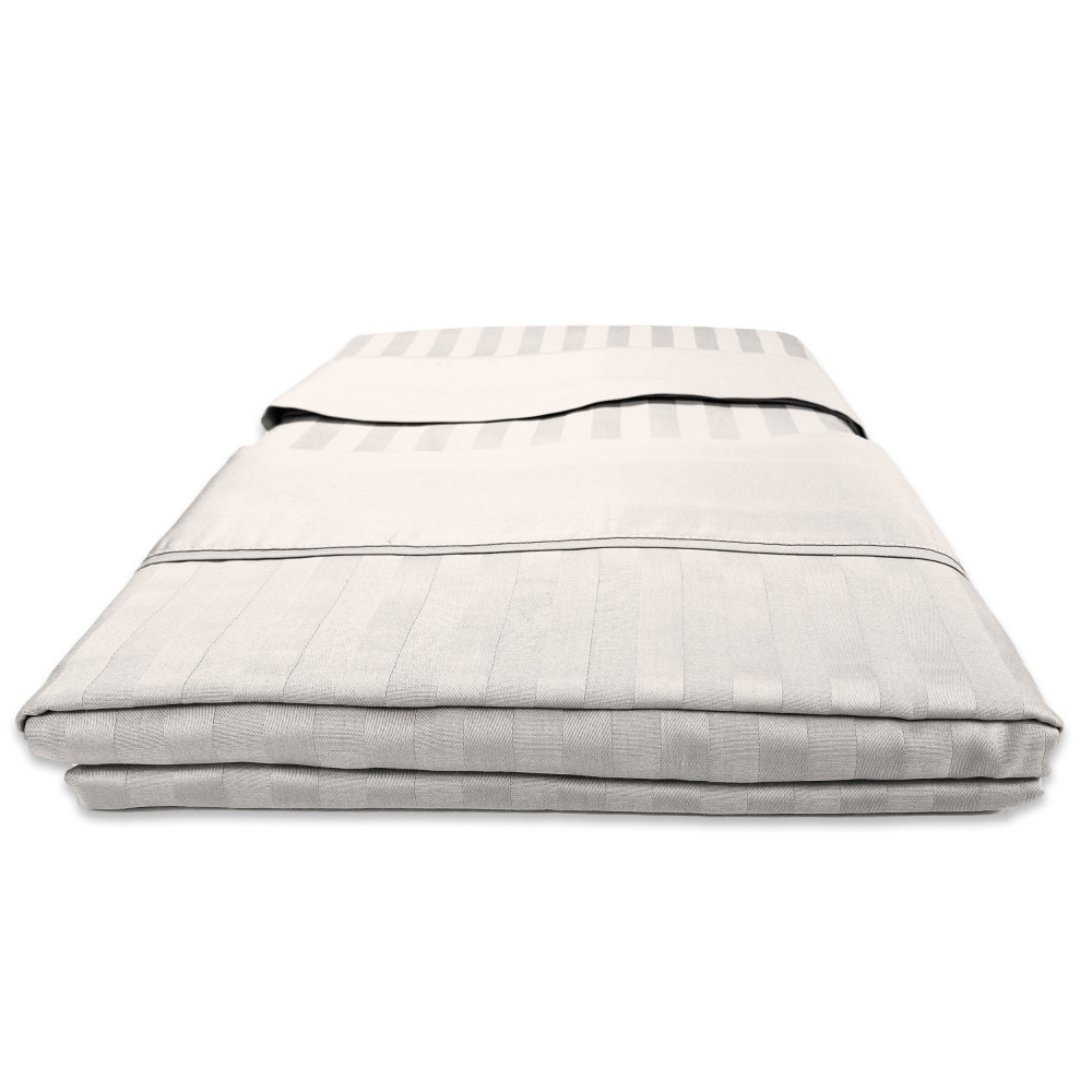 Completo Lenzuola Matrimoniali Cotone Grigio Chiaro Levante, Set Lenzuola Letto Matrimoniale, Raso Puro Cotone Rigato