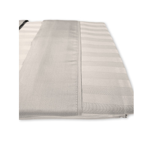 Ensemble de draps doubles en coton gris clair Levante, ensemble de draps de lit double, satin de pur coton rayé