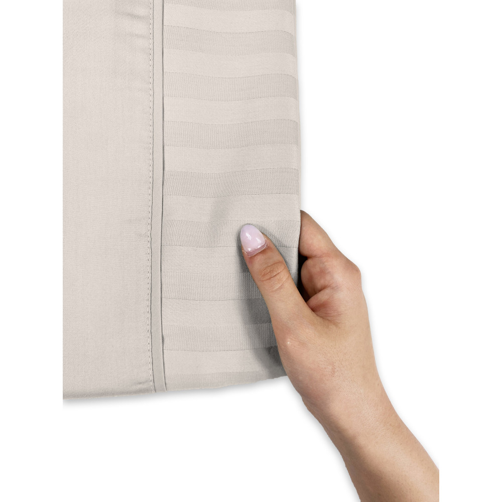Levante light grey cotton double sheets set, double bed sheet set, striped pure cotton satin