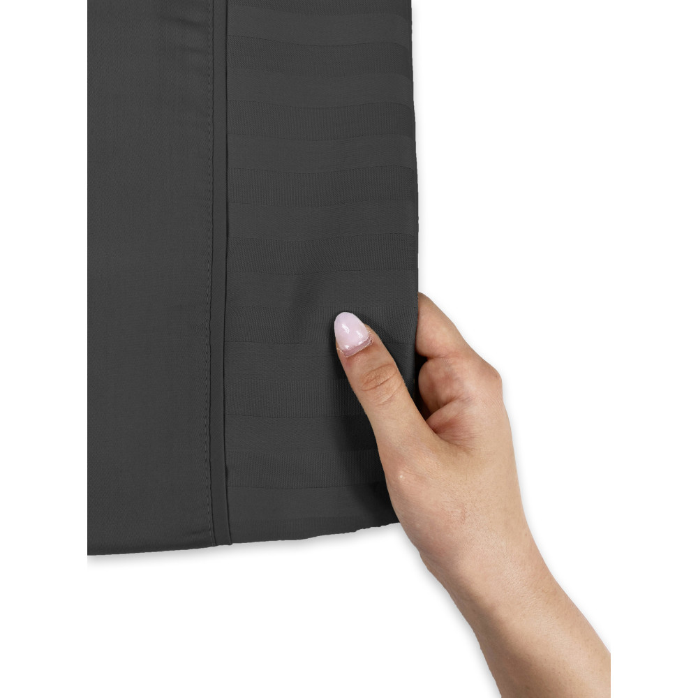 Levante Ensemble de draps doubles en coton noir, Ensemble de draps de lit double, Satin de pur coton rayé