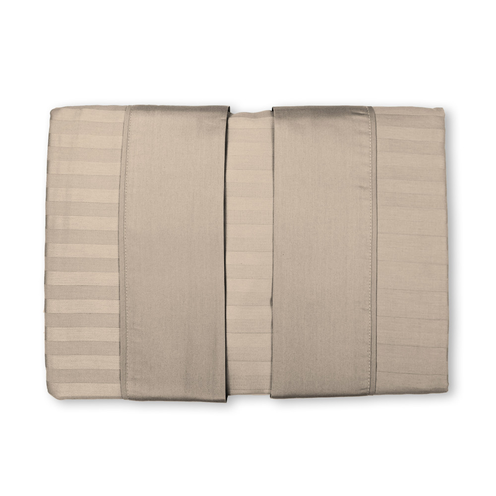 Completo Lenzuola Matrimoniali Cotone Tortora Levante, Set Lenzuola Letto Matrimoniale, Raso Puro Cotone Rigato