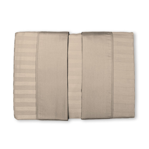 Ensemble de draps doubles en coton gris tourterelle Levante, ensemble de draps de lit double, satin de coton à rayures pures