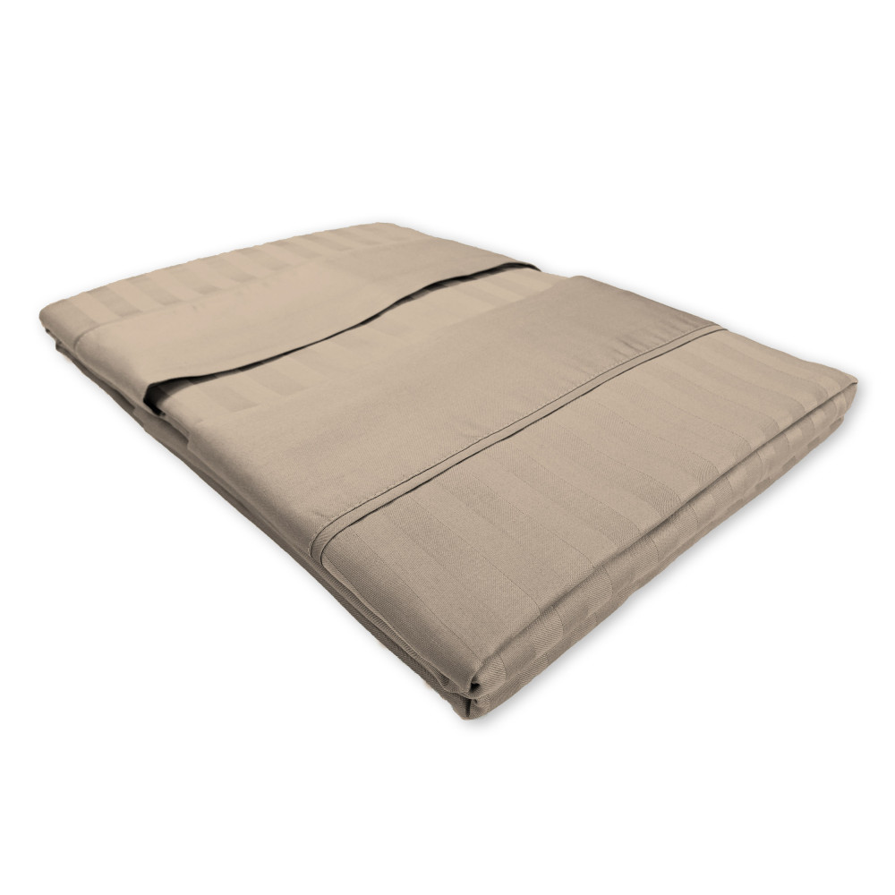 Juego de sábanas dobles de algodón gris paloma Levante, juego de sábanas dobles, raso de algodón puro a rayas