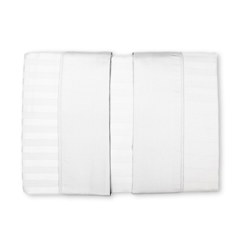 Ensemble de draps doubles en coton blanc Levant, ensemble de draps de lit double, satin de pur coton rayé