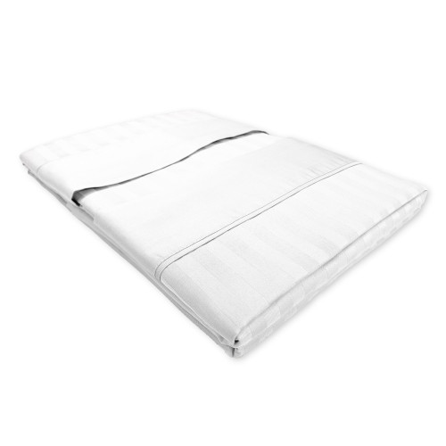 Completo Lenzuola Matrimoniali Cotone Bianco  Levante, Set Lenzuola Letto Matrimoniale, Raso Puro Cotone Rigato