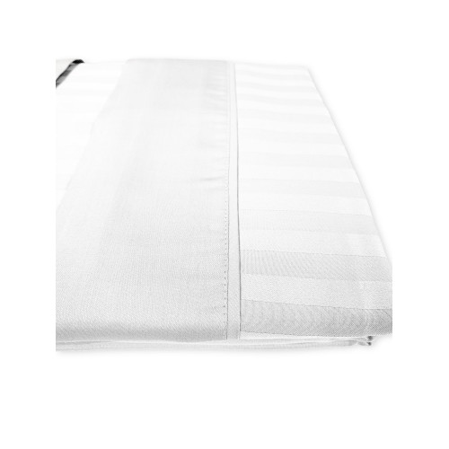Ensemble de draps doubles en coton blanc Levant, ensemble de draps de lit double, satin de pur coton rayé