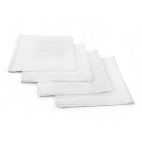 Set of 4 White Cotton Napkins, Napkins Fabric 42x42 cm, Flanders, 4-sided hem, 100% Pure Cotton