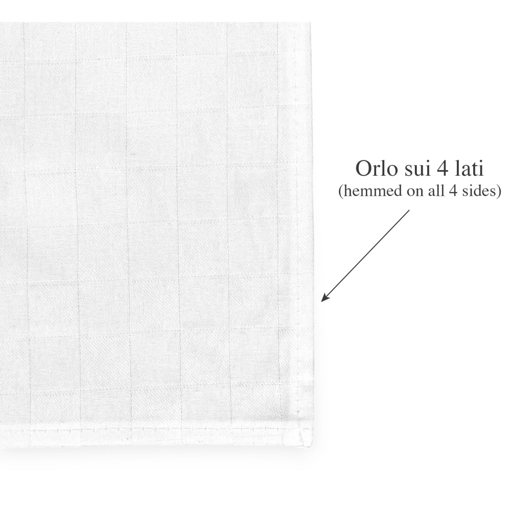 Lot de 4 serviettes en coton blanc, serviettes en tissu 42x42 cm, Flandre, ourlet à 4 côtés, 100% pur coton