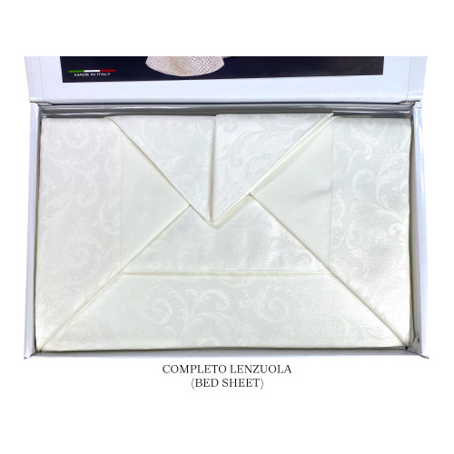 Parure de lit double skinny complète, draps en pur coton et couvre-lit double d’été en jacquard, fabriquée en Italie