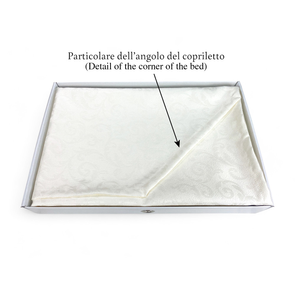 Juego completo de cama doble skinny, sábanas de puro algodón y colcha doble de verano en jacquard, Made in Italy