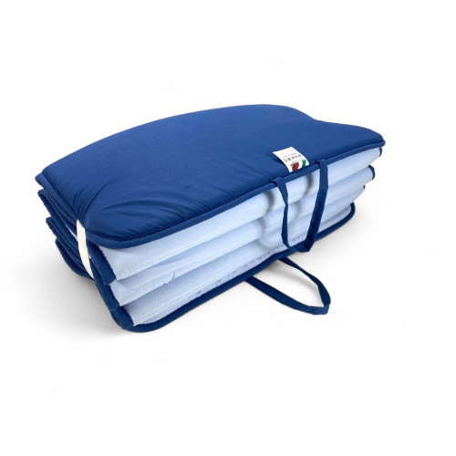 Tapis pliant pour lit de plage, transat, piscine, double face 52x200 et épaisseur 2 cm, avec poignées, couleur bleu/bleu clair