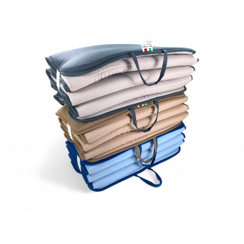 Folding Mattress for Beach Bed, Deckchair, Swimming Pool, Double Face 52x200 and 2 cm thick, with handles, Beige/Dove Grey color