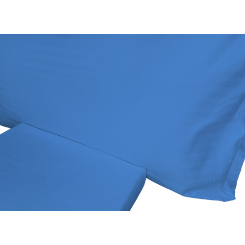 Mikrofaser-Doppellaken-Set, hellblau, gestreift satiniert, ohne Bügeleisen, 2 Quadrate